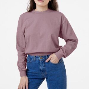 LA Apparel mauve Long Sleeve Garment Dye Cropped Mockneck size S